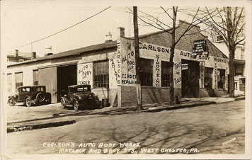 Carlson's Auto Body circa 1920's at West Chester PA location